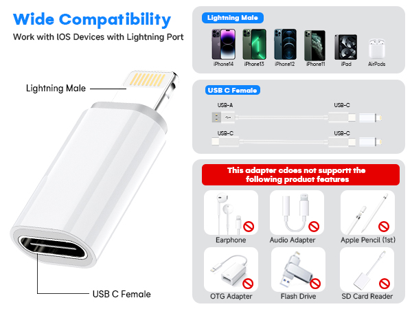lightning to usbc-c adapter usb c female to lightning male adapter lightning to usb c adaptor