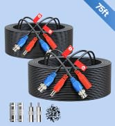ANLINK 2 Pack 75FT/23M All-in-One Video Power Cable, Premade BNC Video Power Cable Extension Wire...