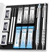 Nicpro 2PCS Blocky Gear Metal Mechanical Pencils Set with Case, 0.5 mm &amp; 0.7 mm Lead Drafting Pen...