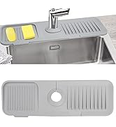 Sink Splash Guard, Silicone Sink Faucet Mat Sink Accessories Faucet Absorbent Mat for Kitchen, Ba...