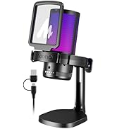 MAONO USB Gaming Microphone for PC, Noise Cancellation Condenser Mic with RGB Lights, Mute, Gain ...