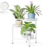 NQW 3 Tiered Tall Plant Stand Indoor Outdoor, Metral Plant Shelf for Corner Display Rack, Multi-T...