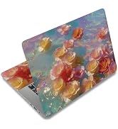 SUPERDANT 3Pcs Laptop Skin Sticker Cover Decal with Iridescent Water Ripple Peach Blossom Bubble ...