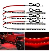 Car Led Strip Lights 24" Connectable Red 12V Led Light Strip for Cars Golf Cart Boat Marine Motor...