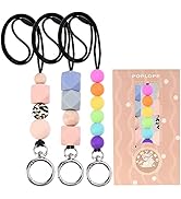 POPLOPP 3PCS Teacher Lanyards for ID Badges and Keys, Cute Silicone Beaded Lanyard for Women Nurs...