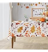 Bayson Fall Tablecloth, Autumn Orange and Brown Leaves Table Cloth 60 x 84 Inch, Landscape Home W...