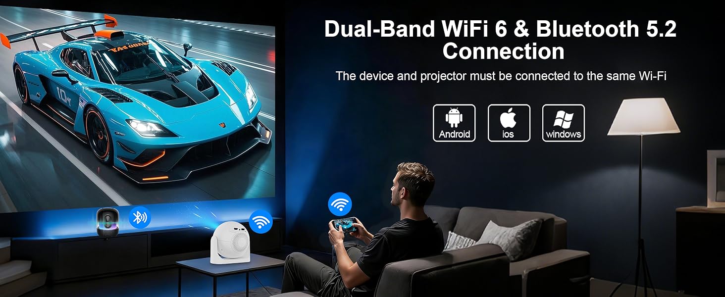 Movie Projector Compatible with HDM/USB/TV Stick/Phone/Laptop