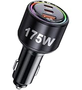 175W USB C Car Charger Fast Charging, [PD100W+PPS45W] Type C Car Charger, Cigarette Lighter Adapt...
