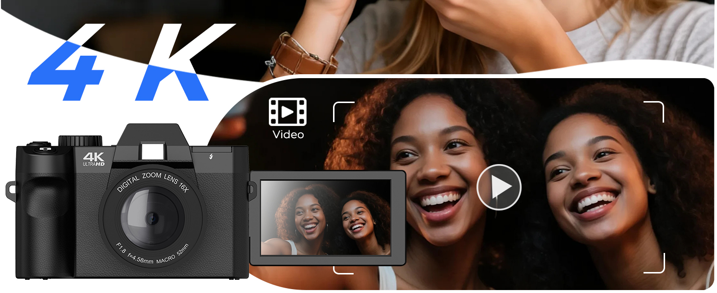 4k point and shoot camera with wifi and lens for vlogging