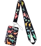 Juanooo Black ID Lanyard Badge Holder Dinosaur Cute Key Lanyard for ID Badges for Kids Women Girl...