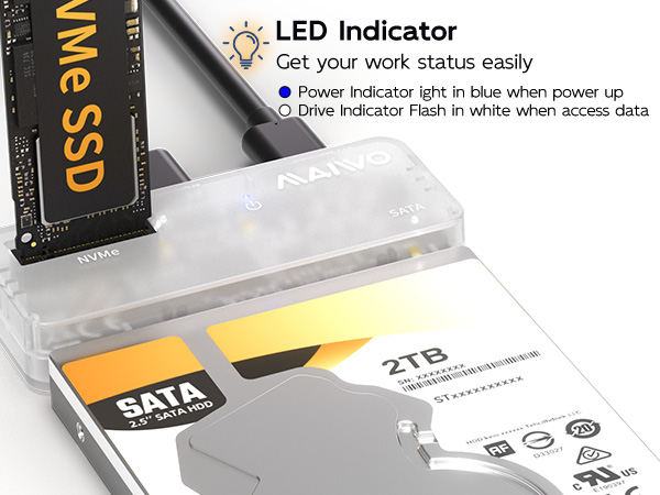 m.2 nvme to sata ssd hdd enclosure Simultaneously Access Two Drives NVMe and 2.5 SATA hard drive