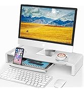 AboveTEK Monitor Stand Riser, Foldable Computer Monitor Riser with Drawer, Height Adjustable Comp...