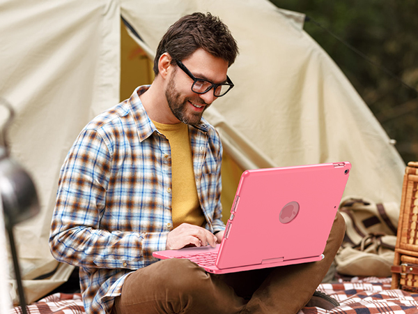 for ipad 9th case with keyboard pink 24