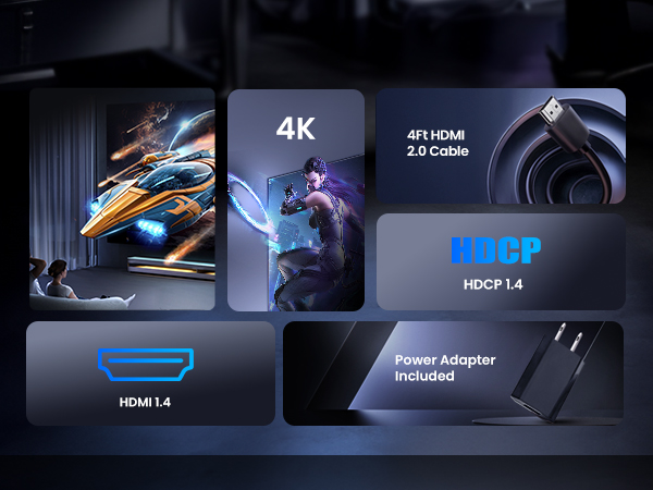 1 in 2 out hdmi splitter 