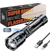 Esgofo Rechargeable Flashlights High Lumens 10000, Single Click Button Design, Super Bright 30W L...