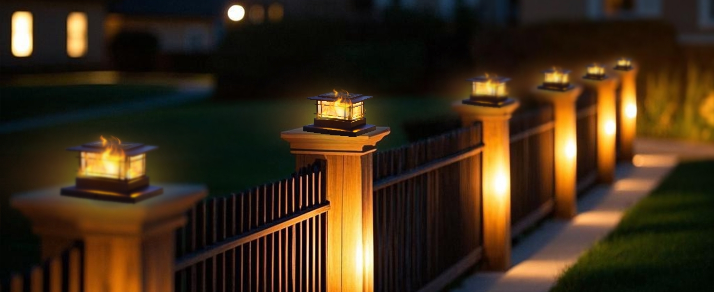 Solar Flame Post Lights