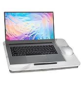 Lap Desk White Marble, Portable Laptop Desk Fits Up to 16" Laptops, with Tablet Slot, Built-in Cu...
