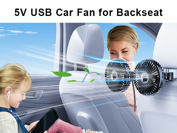 DICMKY Dual Head Car Cooling Fan for Back Seat