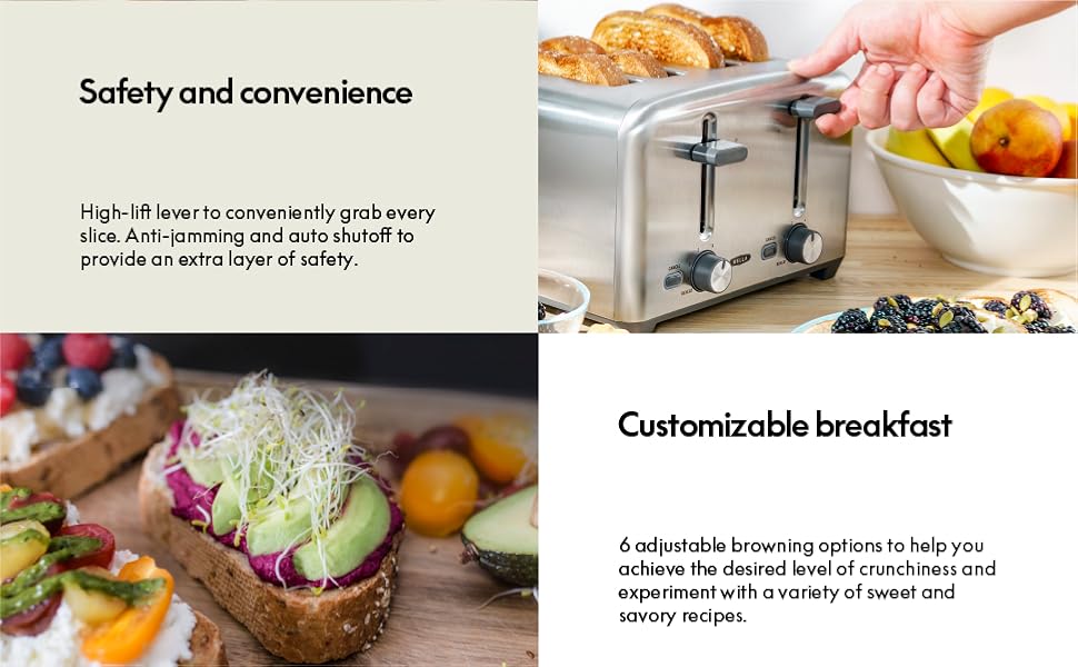 high lift lever, auto shutoff and anti jamming w 6 adjustable browning levels