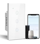 BSEED Smart Light Switch, 3 Gang WiFi Alexa Light Switch with Remote APP Control and Timing Funct...
