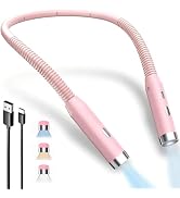 LED Neck Reading Light, 3-Color &amp; 3-Brightness Adjustable Bendable Neck Light, USB Rechargeable B...