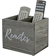 MyGift Vintage Gray Weathered Solid Wood Remote Holder for Table, 2 Compartment Caddy Holds TV DV...