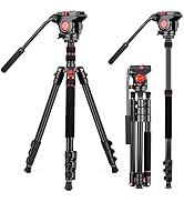 Tripod Camera Tripod, 72" Video Tripod with Fluid Head, Aluminum Heavy Duty Tripod with Carry Bag...