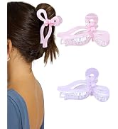 2PCS Acrylic Bow Hair Clips for Women Bow Cute Claw Clip 4.3" Large Hair Claw Clips for Thick or ...
