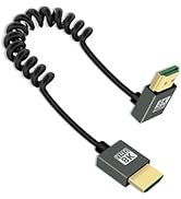 YANBORONSN 8K Down Angle HDMI Coiled Cable 2.2FT, 270 Degree Short HDMI to HDMI Cable, Spring Spi...