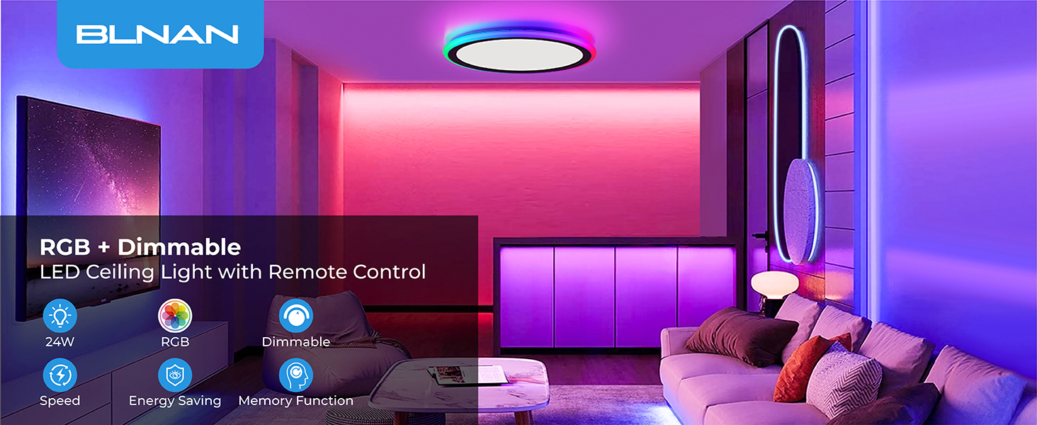 RGB color changing change changeable led flush mount ceiling light fixture dimmable flushmount