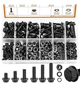 mankk 248PCS Metric Flange Hex Bolts and Nuts Kit M6x1.0 Bolt (12mm to 35mm) Grade 10.9 Black All...