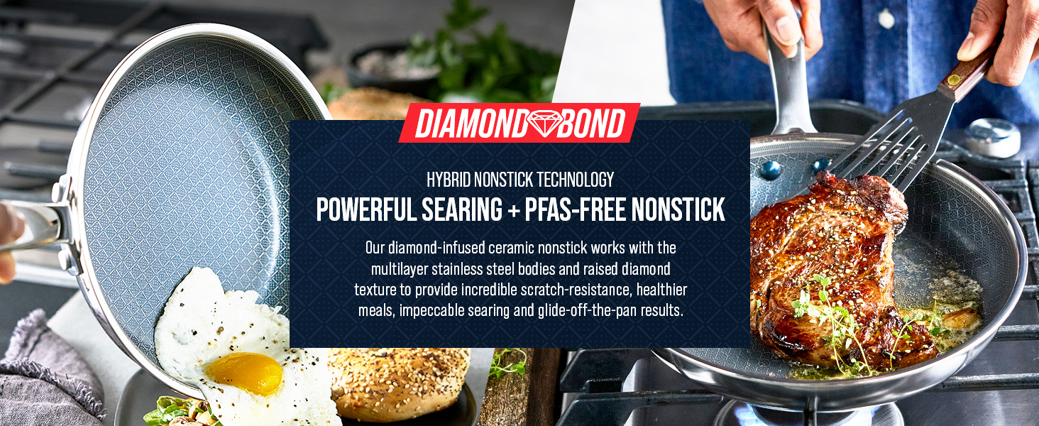 Blue Diamond, Diamond Bond, Nonstick Cookware, Toxin-free, Hybrid cookware