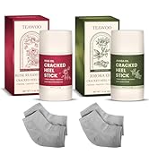 TEAWOO 2-Pack Dual Formula Cracked Heel Repair Stick Set with 2 Heel Socks – Rose Oil &amp; Jojoba Oi...