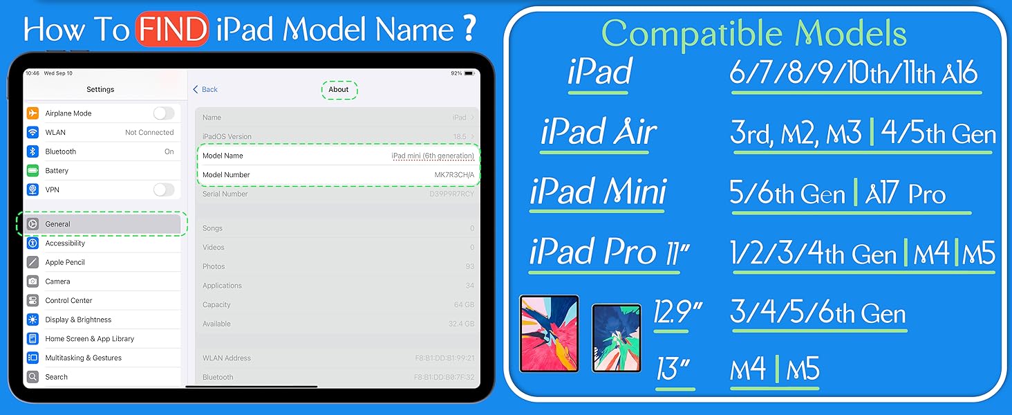 how to find ipad model name