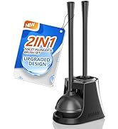 Toilet Plunger and Brush with Holder, Bowl Brush and Heavy Duty Toilet Plunger Set with Ventilate...