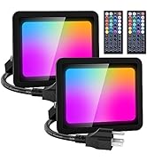 Olafus 25W RGB LED Flood Light 250W Equiv, DIY Color Changing Stage Light with Remote, Party Ligh...