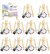 AROIC 120 PCS Painting Supplies Set with Easels, 10 PCS Wood Easels, 10 Packs of 100 Brushes with...