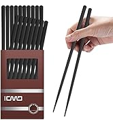 10 Pairs Fiberglass Chopsticks-Reusable Chopsticks Dishwasher Safe, 9.63 inch/24.5cm Non-Slip Fam...