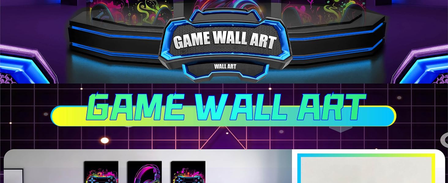 Neon Gaming Video Game Room Wall Art