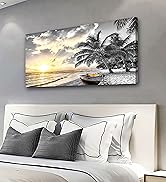 Black and White Beach Pictures Canvas Wall Art for Living room Bedroom Wall Decor,Seascape Wall A...