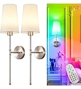 Depuley Battery Operated Wall Sconce: 27" Set of 2 Wireless Wall Lights with Remote for Bedroom -...