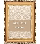 MIEVU 4×6 Picture Frame Gold - Picture Frames for Wall Hanging And Tabletop Display, Ornate Photo...