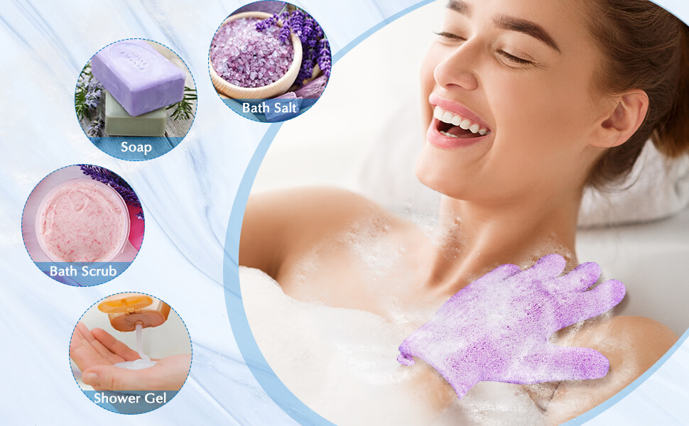  Exfoliating Back Scrubber Bath Gloves Set