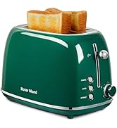 Roter Mond 2 Slice Toaster Retro Stainless Steel Toaster with Bagel, Cancel, Defrost Function and...