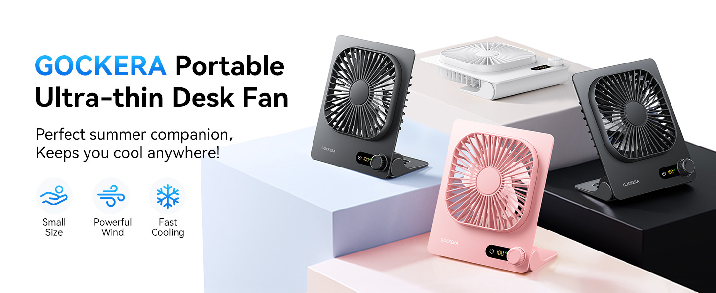 small fan,GOCKERA portable desk fan usb fan lash fan personal fan office fan