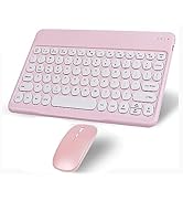 Wireless Bluetooth Keyboard and Mouse Combo Pink Portable Small Slim Typewriter Compact Ergonomic...