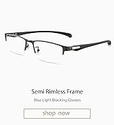 ANRRI Blue Light Glasses for Men Semi Rimless Rectangle Metal Frame UV Blocking Computer Glasses