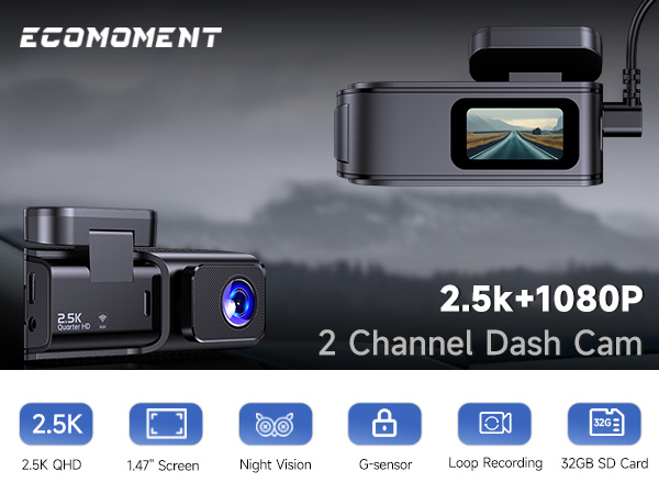 ecomoment dash cam front and rear