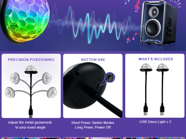 Adjust the metal gooseneck to your exact angle.Short Press: Switch Modes. Long Press: Power Off