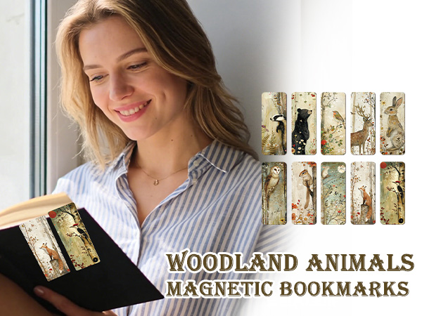 Zaamwoyy 30 Pcs Woodland Animals Magnetic Bookmarks